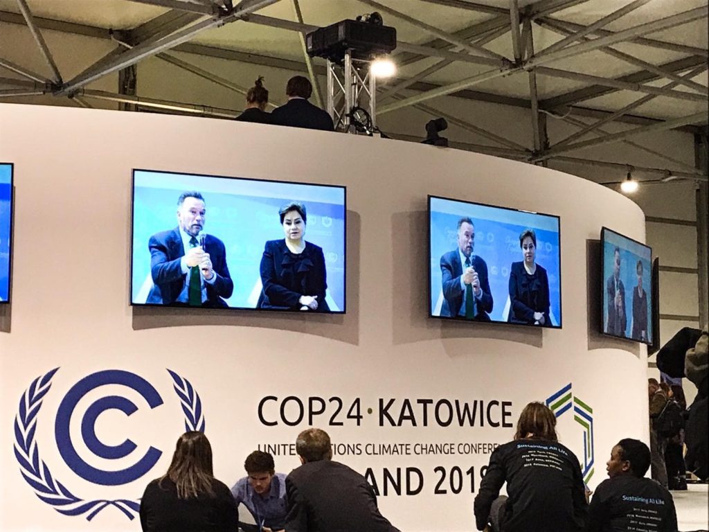 Arnold Schwarzenegger speaking at cop24