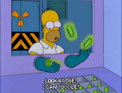 GIF of Homer Simpson juggling nuclear