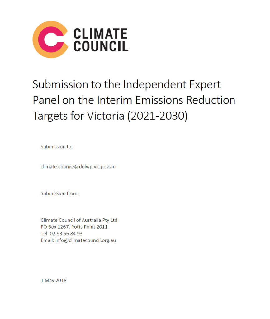 CLimate COuncil Submission to the independent expert panel on the interim emissions reduction targets for Victoria