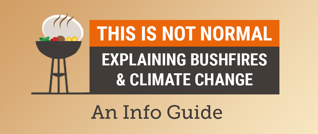 Image with text: this is not normal: explaining bushfires and climate change