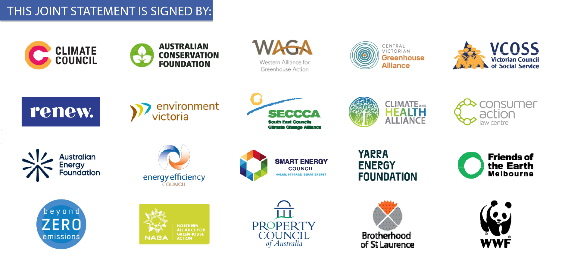 logos of all signatories to the vic joint statement