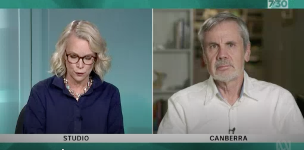 Will Steffen interview with Laura Tingle on ABC 7:30 report