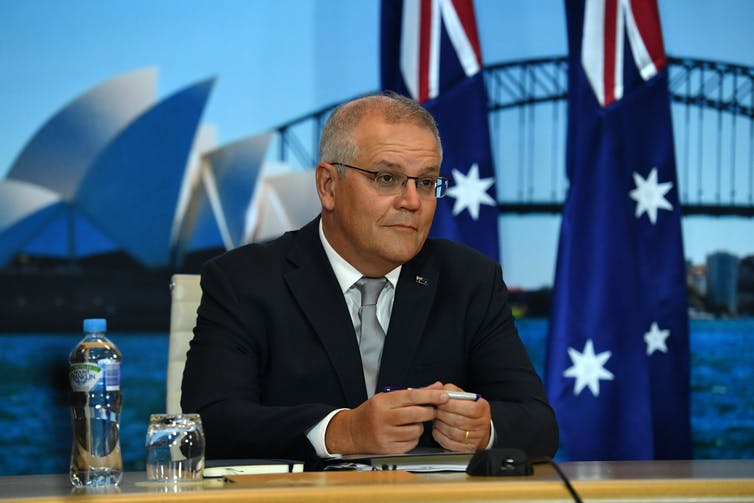 Scott Morrison on a panel about to face the Biden climate summit