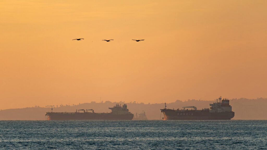 Oil tankers at sea